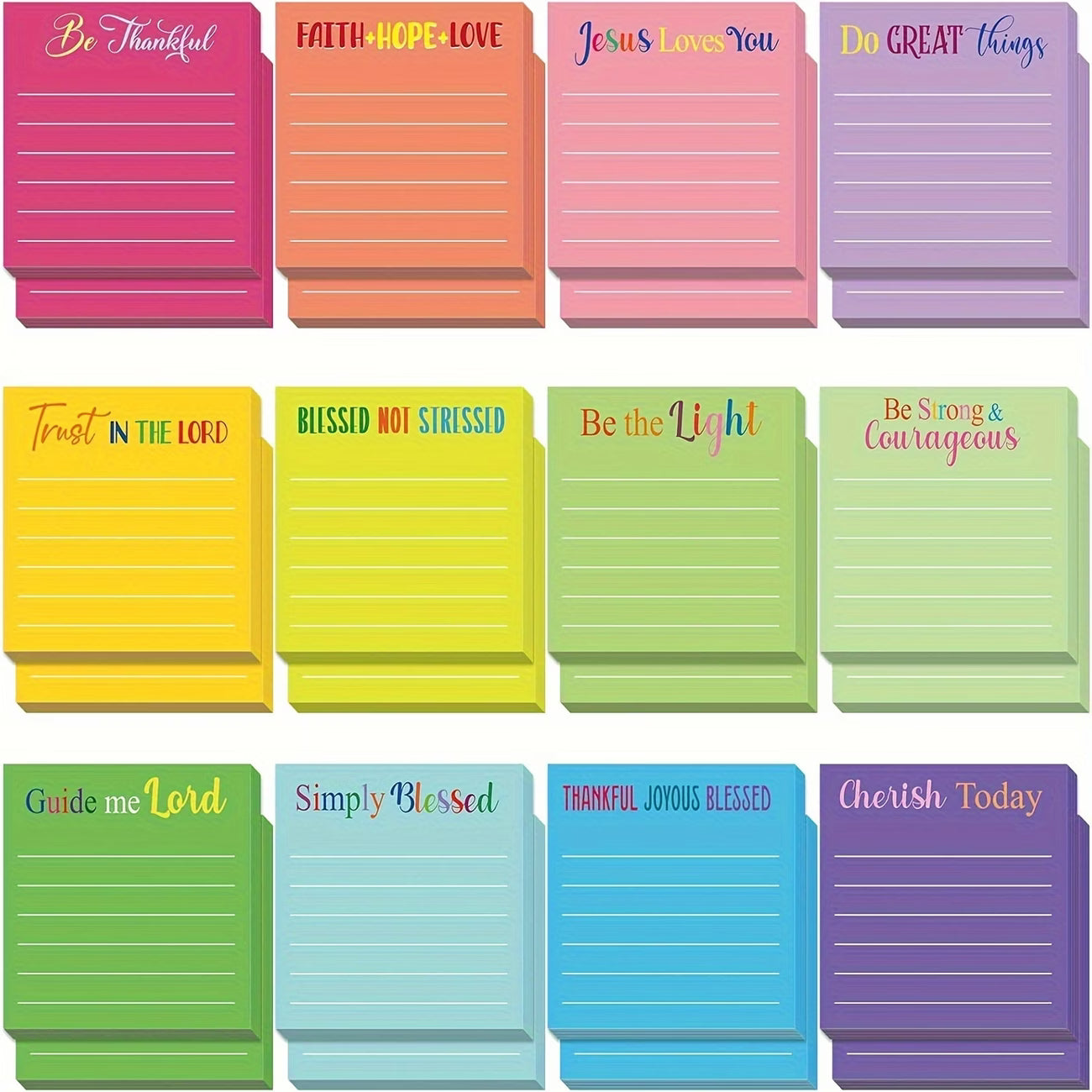12 Pack Square Bible Inspired Sticky Notes